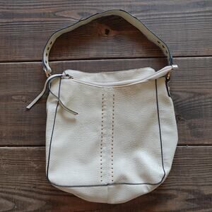 Montana West Shoulder Bag Womens Cream Faux Leather Studded Hobo Gold Hardware